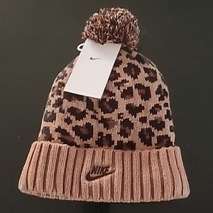 Womens Nike beanie winter hat leopard print.
